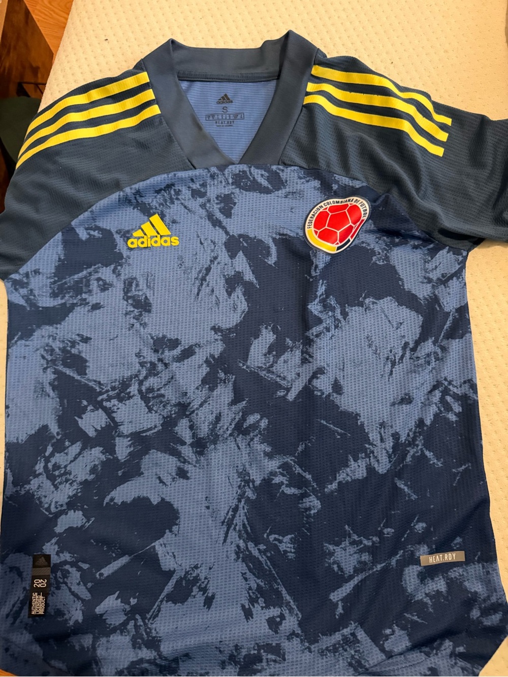 adidas Men’s Colombia Football Jersey - Navy Blue with Yellow Accents